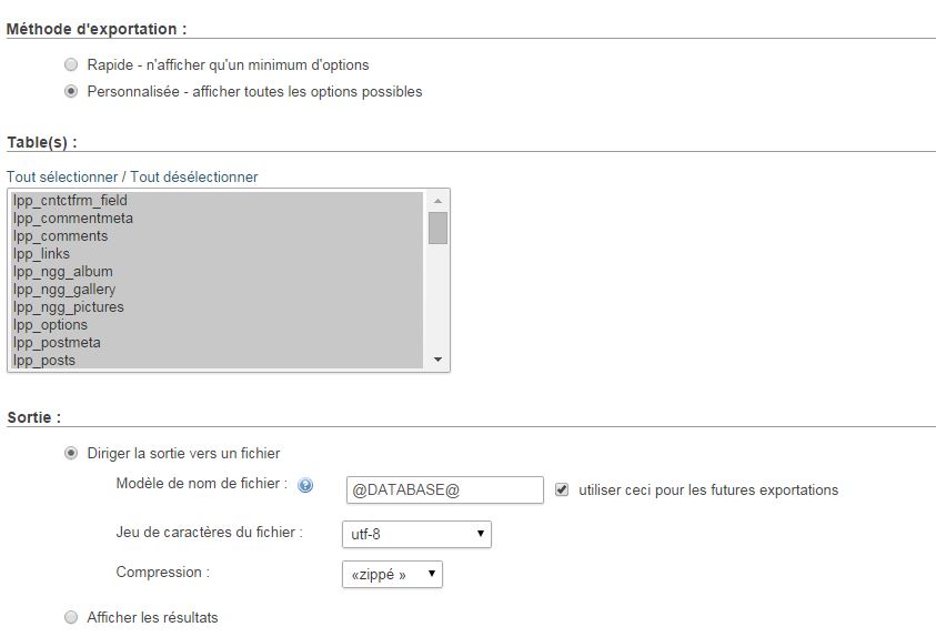 Wordpress : migrer son site pour mise en ligne 2 export