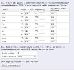 Web Acapella E-commerce | Prestashop 1.5 : par quoi commencer ? 12 generateurdedeclinaison2