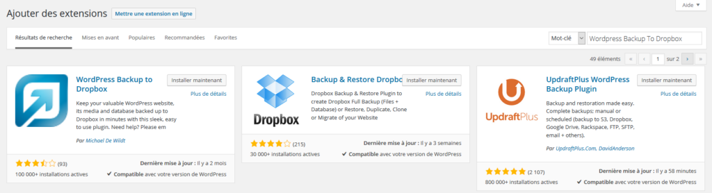 Sauvegarder son site WordPress avec Dropbox 11