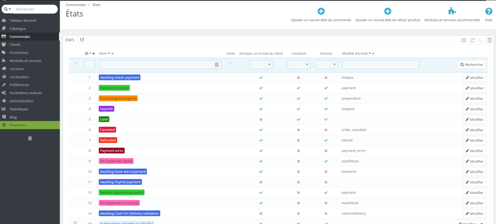 Gérer une commande sur Prestashop 1 Gérer une commande sur Prestashop 1
