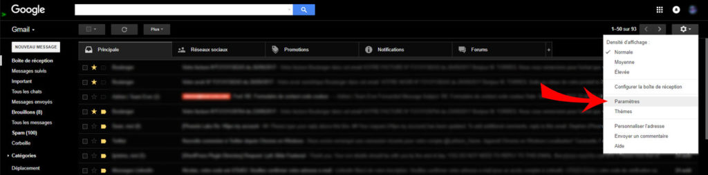 accéder paramètres gmail