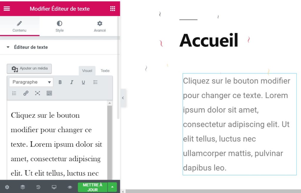 Gérer des pages WordPress avec Elementor 10 Un widget de texte complet avec Elementor