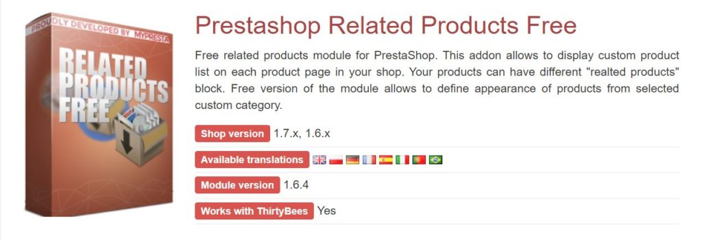 Prestashop 1.7 module gratuit produits associés