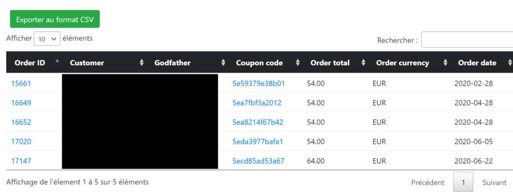 Proposer le parrainage sur WooCommerce avec Ever Referral 13 Liste des commandes WooCommerce associées à un parrainage