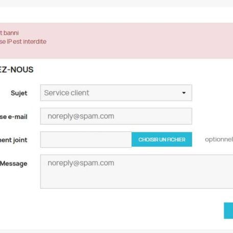 Prestashop module bannissement spam page contact formulaire 3
